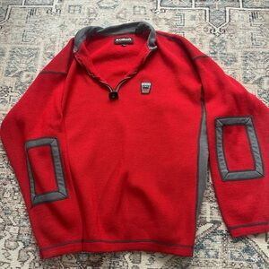 Vintage Koman Red Pullover with Gray Trim